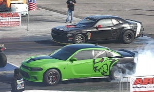 1,100+ HP Black Ghost Challenger Drags Hellcat Charger; There's No Rest for the Wicked