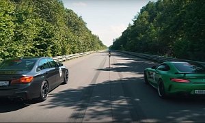 1,100 HP Mercedes-AMG GT R Sleeper Drag Races BMW M5, Obliteration Follows