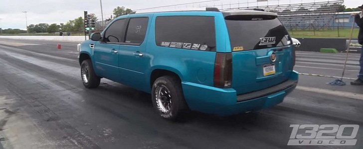 1200 HP Cadillac Escalade Spins All Four Slicks, Is a 10-Second Dragster