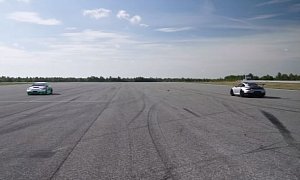 1,200 HP Electric Audi RS3 Drag Races Porsche 911 GT2 RS in Reverse, Sets Record
