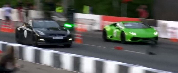 1,200 HP Nissan GT-R vs 1,200 HP Lamborghini Huracan Drag Race