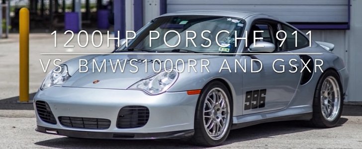 1,200 HP Porsche 911 vs two bikes