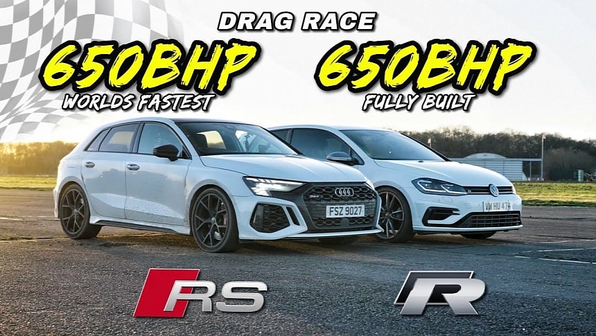 VW Golf R drag race versus Audi RS 3
