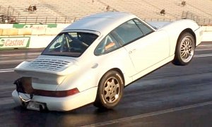 1,300 HP Twin-Turbo Porsche 911 Pulls Monster Wheelstand, Rear Bumper Sacrificed