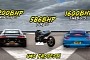 1300HP Porsche 911 Turbo S Drag Races 1200HP Audi R8, Turbo Suzuki GSX-R Joins in
