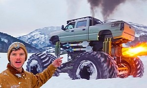 1,400-HP Twin-V8 Monster Truck With Radioactive 2,500-HP Jet Gets Stuck in Snow