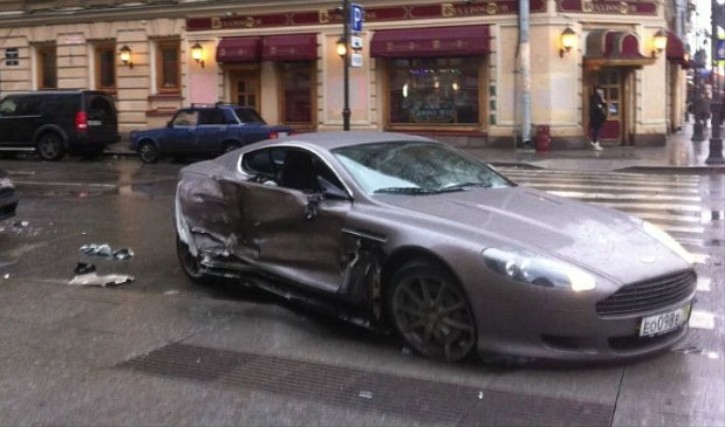15 Year-Old Russian Footballer Buys New Aston Martin, Crashes It Shortly After