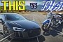 1,500-HP Audi R8 Drag Races 240-HP Harley With Nitrous
