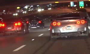 1,500 HP Corvette Nearly Crashes into Two GT-Rs During Street Race