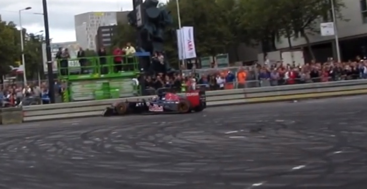 Max Verstappen crashes F1 car doing donuts