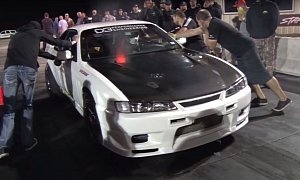 1,600 HP 2JZ Nissan 240SX Goes Sliding at No-Prep Drag Racing Event, Kills Some V8s