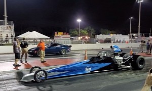 1,600 HP Toyota Supra Races a Dragster, Photo Finish Required