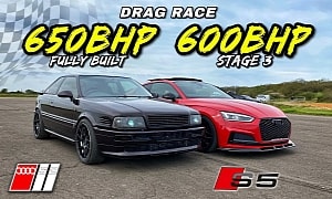 17-Cylinder AWD Turbo Stick-Shift Drag Race: 700-HP Audi S2 vs. 600-HP VW Golf vs Audi S5