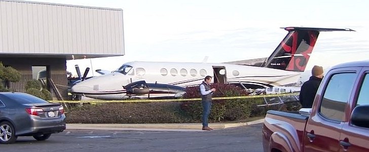 King Air 200 plane crashes into airport building with teenage girl at the commands