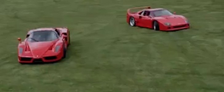 18-Year-Old Drifting Ferrari Enzo and F40 on a “Golf Course”