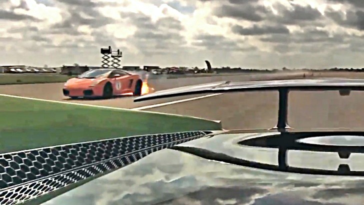 twin-turbo Lamborghini Gallardo catches fire