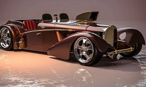 1937 Bugatti Type 57SC Becomes Outrageous 24k Gold Roadster and Bagged Hot Rod