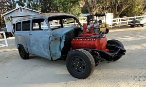 1951 Plymouth Suburban Is a Junkyard Monster with a Seagrave V12