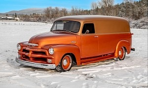 1954 Chevy Panel Van Turned Into a Luxury Cruiser Hides Mysterious Engine Under the Hood