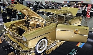 1955 Chevrolet Bel Air Replica With 24-Carat Gold Plating Wows the Crowd at the Autorama