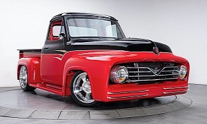 1955 Ford F-100 Bought for $500 Turns Into This $160K Red and Black Wonder