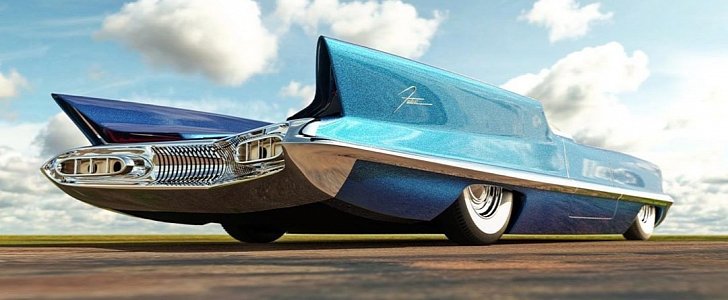 1955 Lincoln Futura Concept rendering by Abimelec Arellano