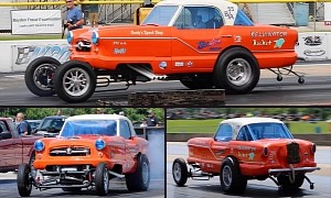 1955 Nash Metropolitan Is an Altered Dragster Freak With a HEMI V8 Under the Hood