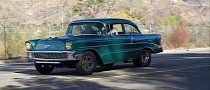 1956 Chevrolet Tri-Five Is a Green, Mean Drag Racing Machine