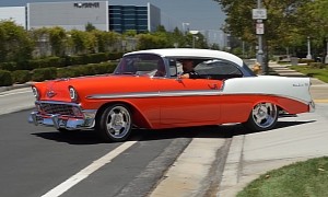 1956 “Farmer” LS3 Chevrolet Bel Air Looks Red-Ivory-Tastic While 550-HP Cruising