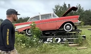 1957 Chevrolet 210 Spent 50 Years Up on a Sign, Gets Saved by Dad and Daughters