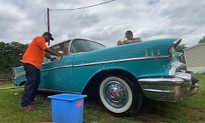 1957 Chevrolet Bel Air Gets First Wash in 20 Years, Looks Brand-New