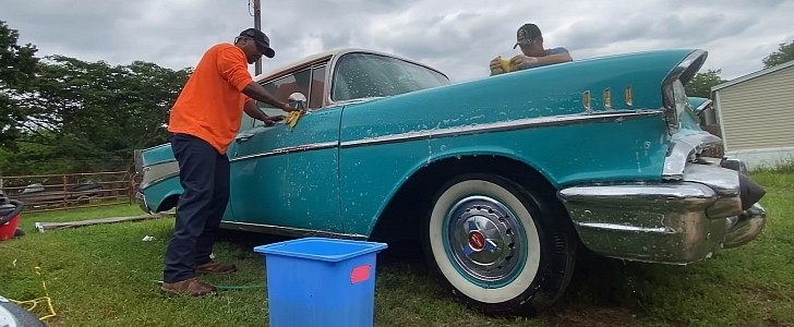 1957 Chevrolet Bel Air first wash in 20 years