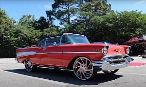 1957 Chevrolet Bel Air Rides High on 24-Inch Wheels, Is Ready for the Summer