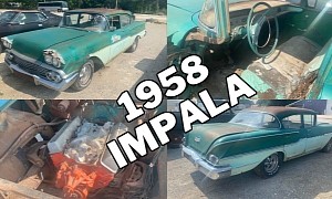 1958 Chevrolet Impala Sitting in a Machine Shed Hides Something Mysterious Under the Hood