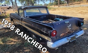 1958 Ford Ranchero Parked 30 Years Ago Fights for Life With Mysterious V8 Still Alive