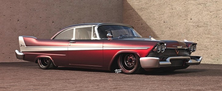 1958 Plymouth Fury Christine Hellafurious rendering by abimelecdesign and speedkore01