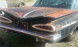 1959 Chevrolet Impala Hides a Mysterious Engine, Looks Rusty in Photos Taken with a Potato