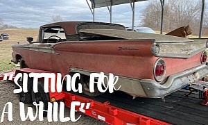1959 Ford Galaxie Skyliner Sitting on a Trailer Looks Great Only From the Right Angle