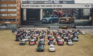 1959 MINI Leads 60 Cars Convoy to Monstrous MINI Birthday Party in Bristol