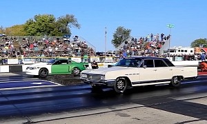 1964 Buick Electra Hits the Drag Strip, Bravely Takes On Turbocharged Ford Mustang