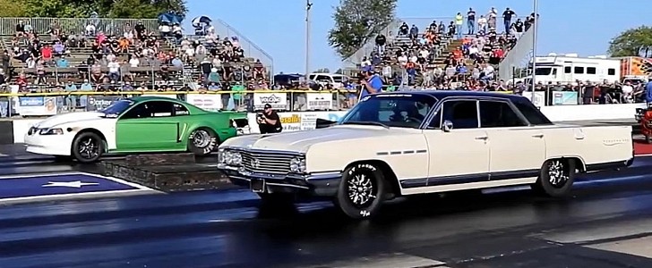 1964 Buick Electra vs 2001 Ford Mustang drag race