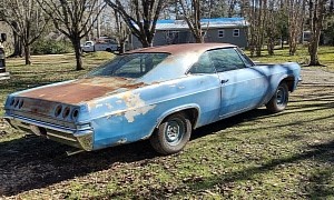 1965 Chevrolet Impala SS Rotting Away in a Yard Looks Prepared for Full Restoration