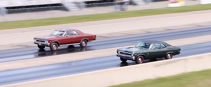 1966 Chevrolet Chevelle vs 1969 Chevrolet Nova drag race