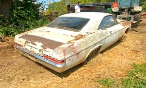 1966 Chevrolet Impala Sitting for 35 Years in a Field Hides a Mystery Under the Hood