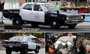 1968 Dodge Coronet Police Car Comes Out of Retirement To Drag Race With Hellcat V8
