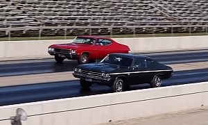 1969 Buick GS 400 vs. 1969 Chevrolet Chevelle SS Drag Race Is a Photo Finish