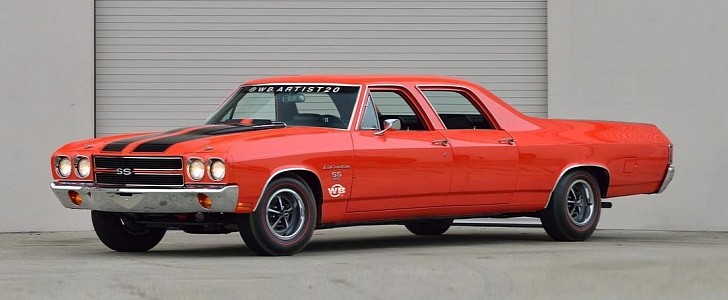 1970 Chevy El Camino SS 4-Door Rendering Is Difficult to Like, Every time to Ign