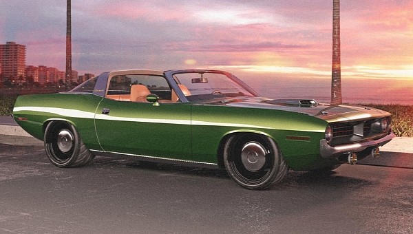 1970 Plymouth Barracuda Targa'Cuda hellcat rendering by abimelecdesign