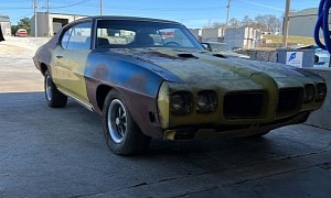 1970 Pontiac GTO Saved From Falling Building Has Been Sitting Since 1979, Engine Survives