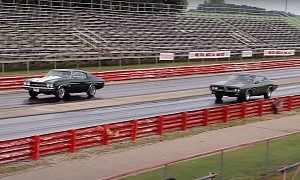 1971 Dodge Charger Meets 1970 Chevy Chevelle in Classic Muscle Car Drag Race